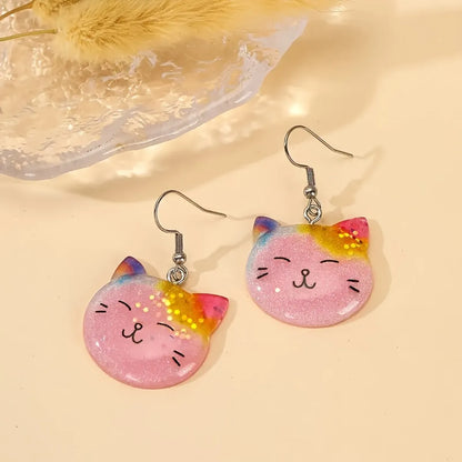 1 Pair Casual Cute Cat Resin Drop Earrings