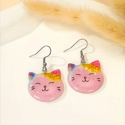 1 Pair Casual Cute Cat Resin Drop Earrings