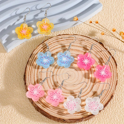 1 Pair Casual Cute Flower Resin Drop Earrings