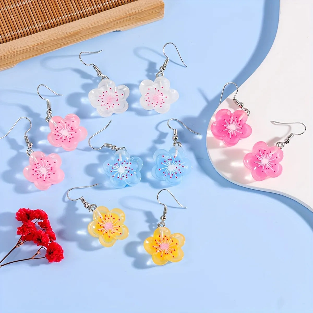 1 Pair Casual Cute Flower Resin Drop Earrings