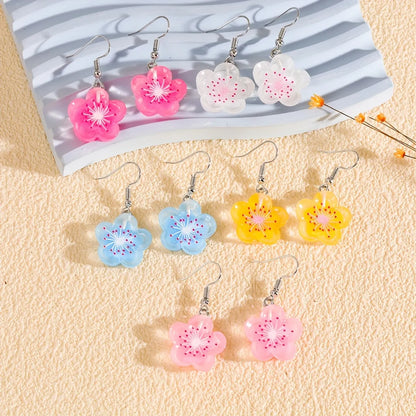 1 Pair Casual Cute Flower Resin Drop Earrings