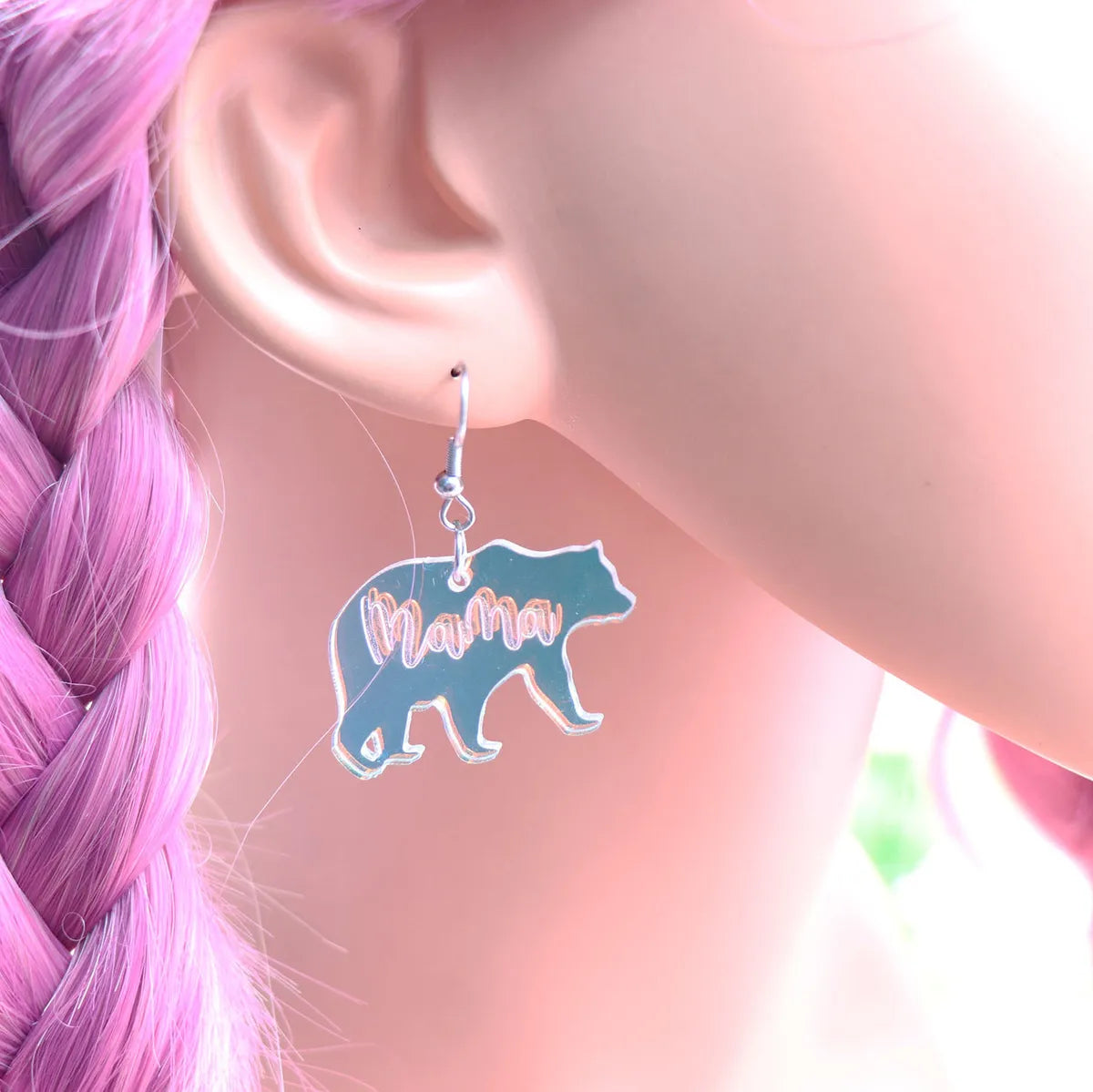 1 Pair Casual Cute MAMA Letter Bear Printing Arylic Drop Earrings