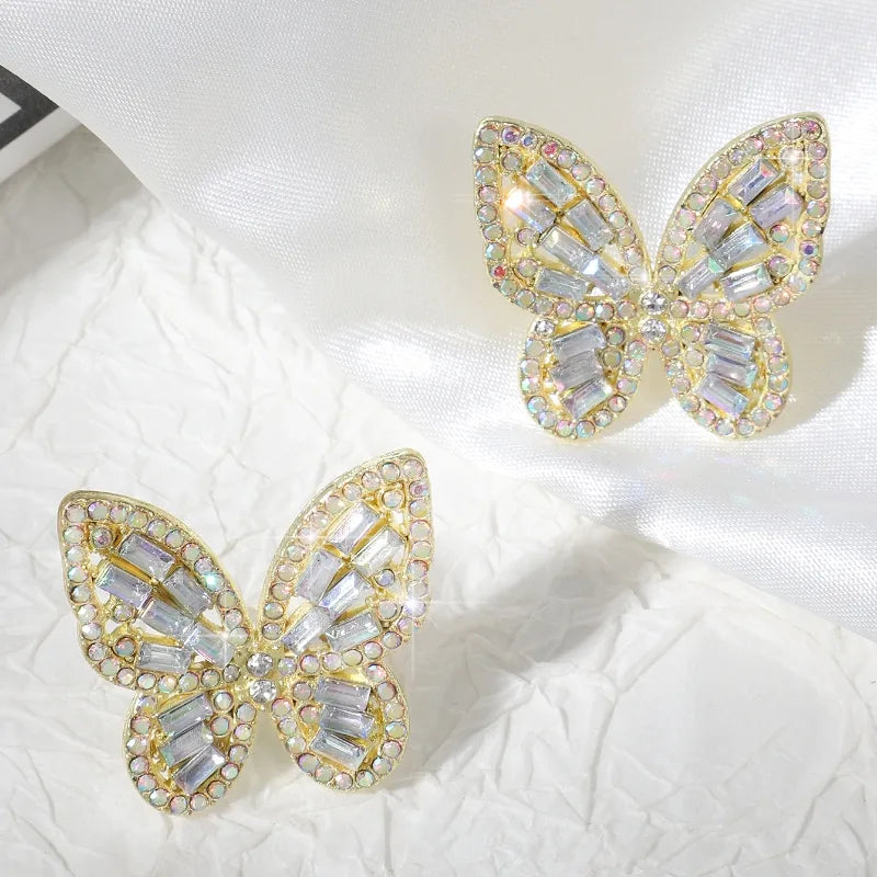 1 Pair Casual Cute Pastoral Butterfly Hollow Out Inlay Alloy Rhinestones 18K Gold Plated Ear Studs