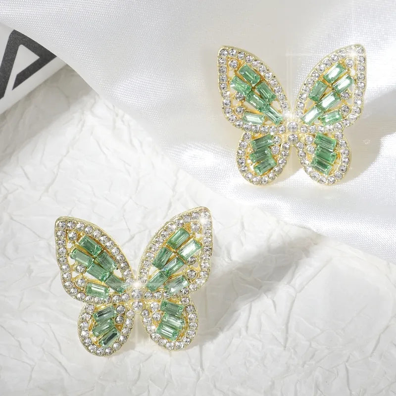 1 Pair Casual Cute Pastoral Butterfly Hollow Out Inlay Alloy Rhinestones 18K Gold Plated Ear Studs