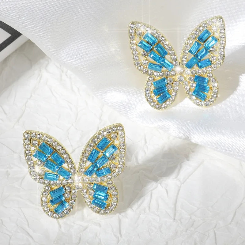 1 Pair Casual Cute Pastoral Butterfly Hollow Out Inlay Alloy Rhinestones 18K Gold Plated Ear Studs