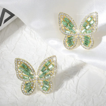 1 Pair Casual Cute Pastoral Butterfly Hollow Out Inlay Alloy Rhinestones 18K Gold Plated Ear Studs