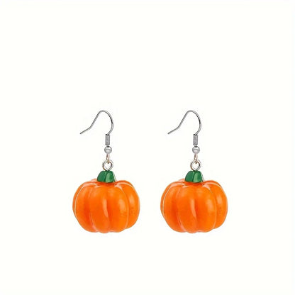 1 Pair Casual Cute Pumpkin Resin Drop Earrings