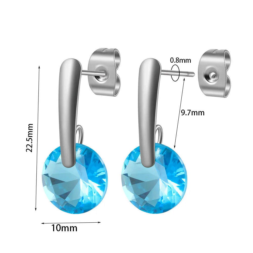 1 Pair Casual Cute Round Plating Inlay 304 Stainless Steel Zircon Zircon Ear Studs