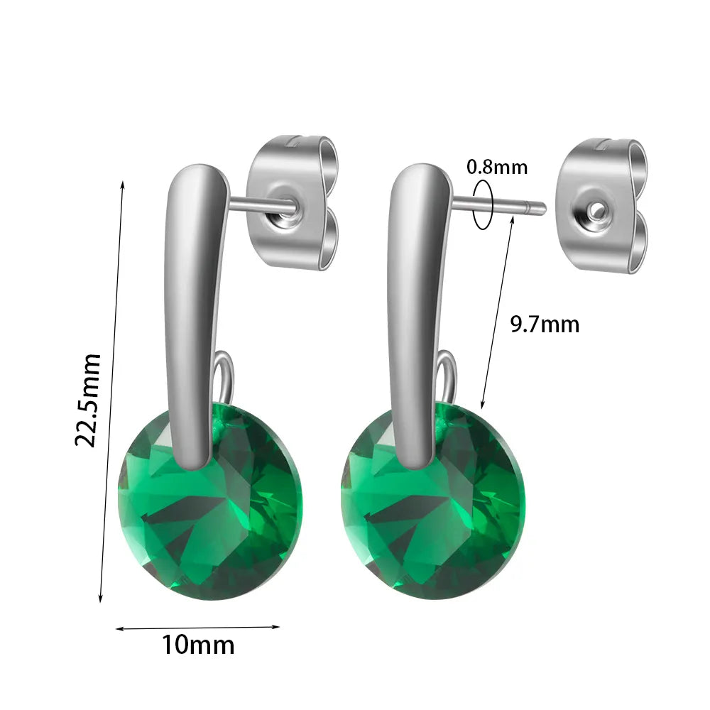 1 Pair Casual Cute Round Plating Inlay 304 Stainless Steel Zircon Zircon Ear Studs