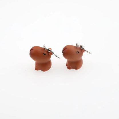 1 Pair Casual Cute Simple Style Capybara Alloy Resin Drop Earrings