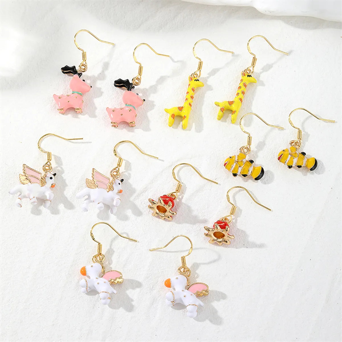 1 Pair Casual Cute Simple Style Color Block Enamel Alloy Drop Earrings