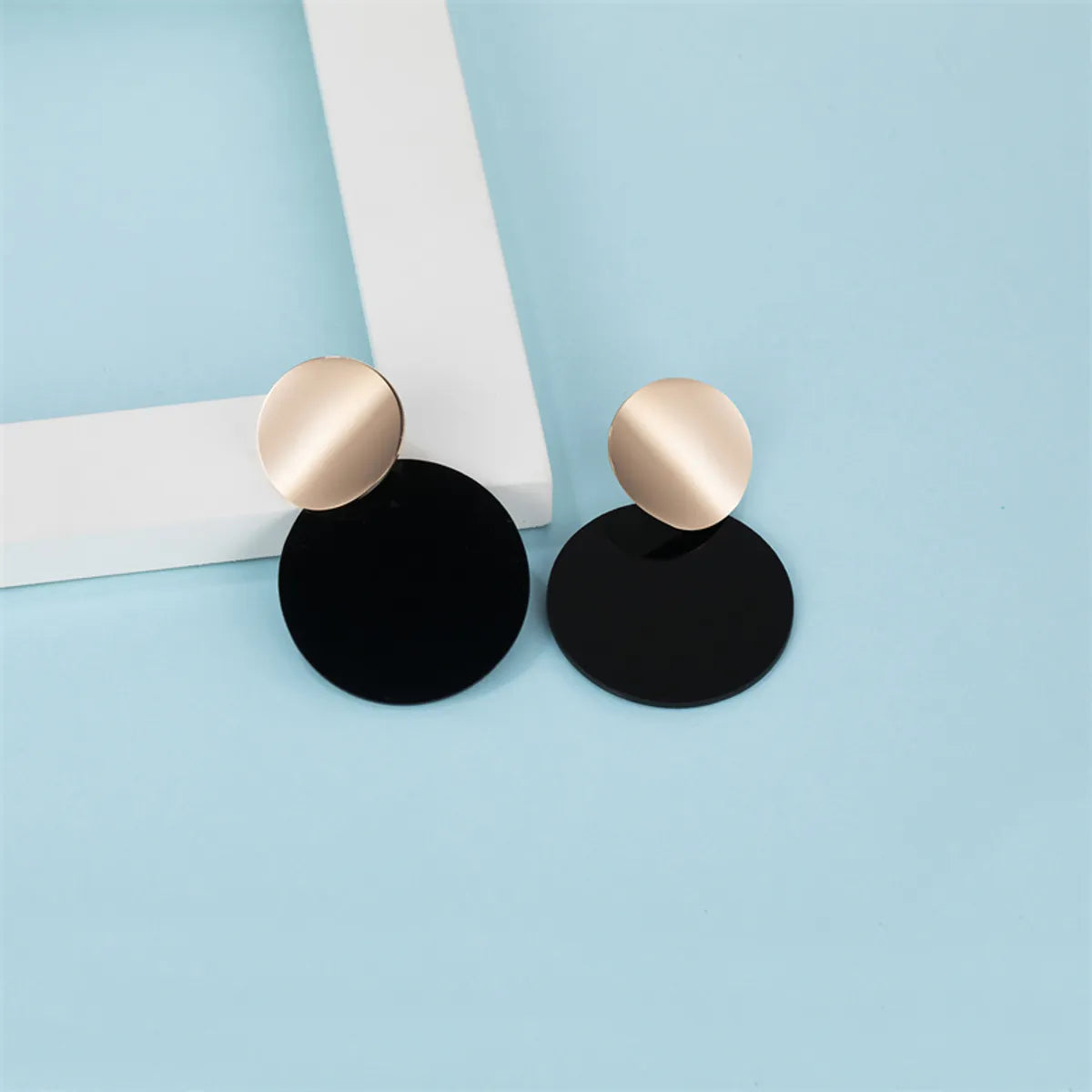 1 Pair Casual Cute Simple Style Color Block Plating Stainless Steel Arylic Rose Gold Plated Drop Earrings