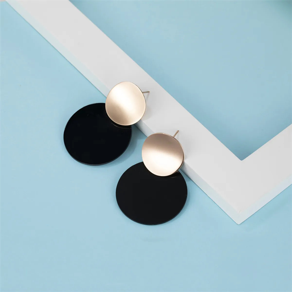 1 Pair Casual Cute Simple Style Color Block Plating Stainless Steel Arylic Rose Gold Plated Drop Earrings