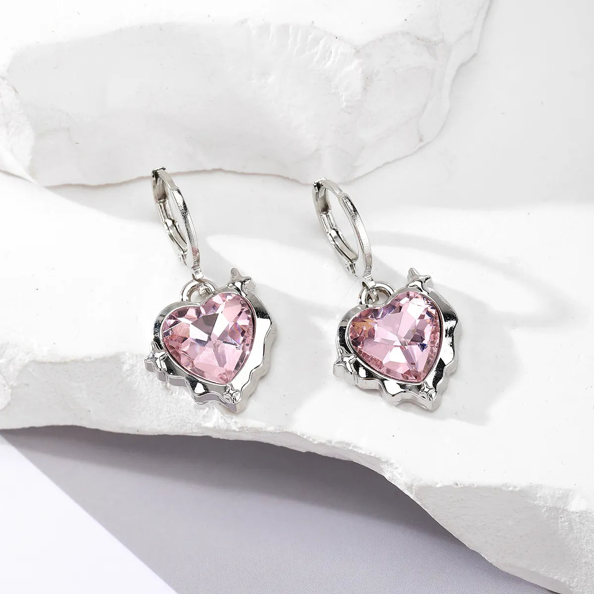 1 Pair Casual Cute Simple Style Heart Shape Artificial Crystal Alloy Drop Earrings