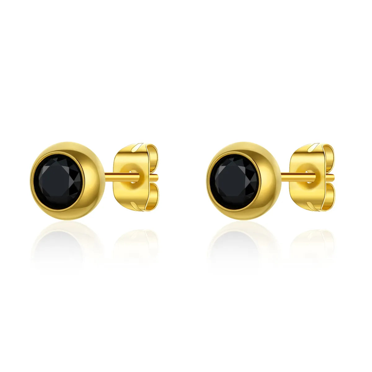 1 Pair Casual Cute Simple Style Solid Color Plating Inlay Stainless Steel Titanium Steel Zircon Gold Plated Ear Studs