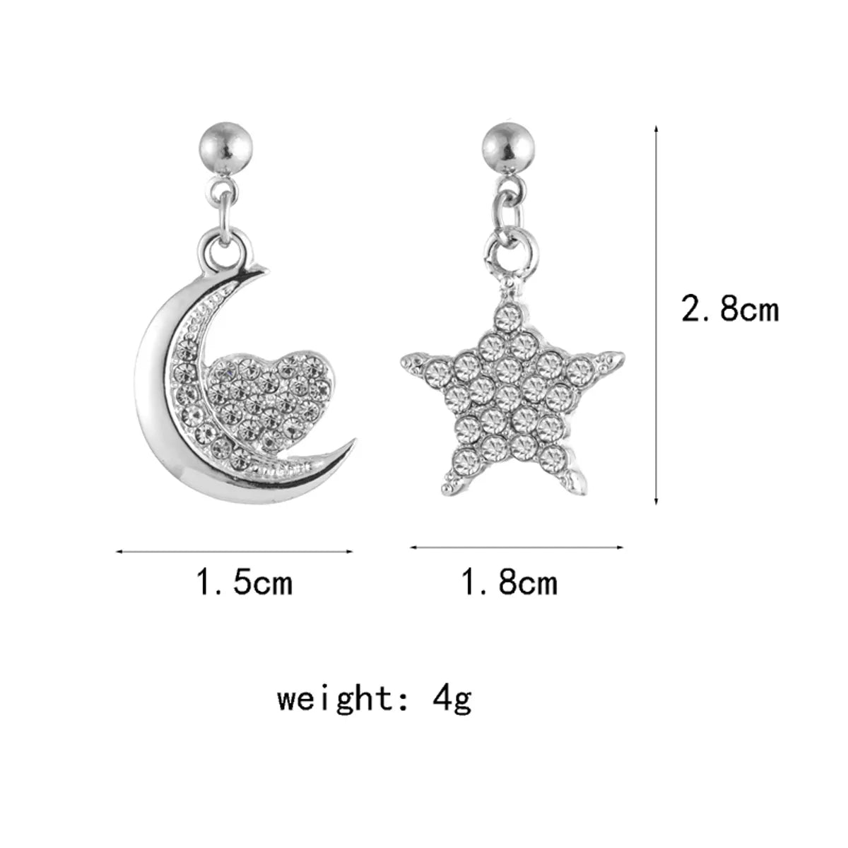 1 Pair Casual Cute Star Moon Alloy Rhinestones Gold Plated Silver Plated Drop Earrings