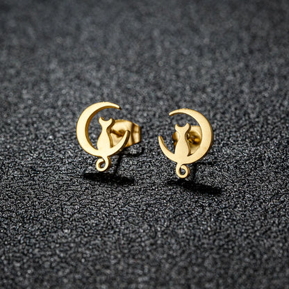 1 Pair Casual Cute Sweet Animal Irregular Polishing Plating 304 Stainless Steel 18K Gold Plated Ear Studs