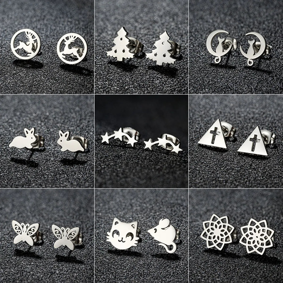 1 Pair Casual Cute Sweet Animal Irregular Polishing Plating 304 Stainless Steel 18K Gold Plated Ear Studs