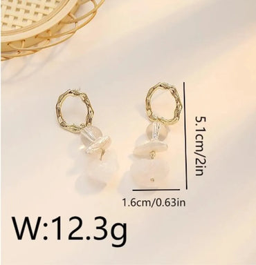 1 Pair Casual Cute Sweet Irregular Beaded Inlay Copper 18K Gold Plated Drop Earrings