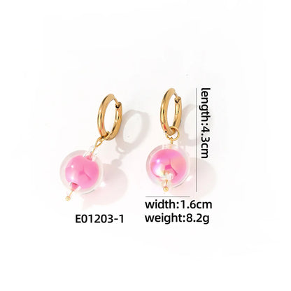 1 Pair Casual Cute Sweet Round Plating Copper Drop Earrings