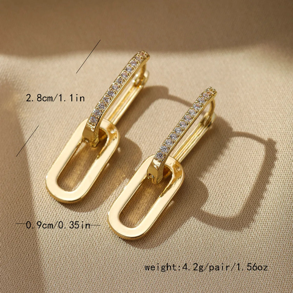 1 Pair Casual Cute Sweet Square Inlay Copper Zircon Drop Earrings