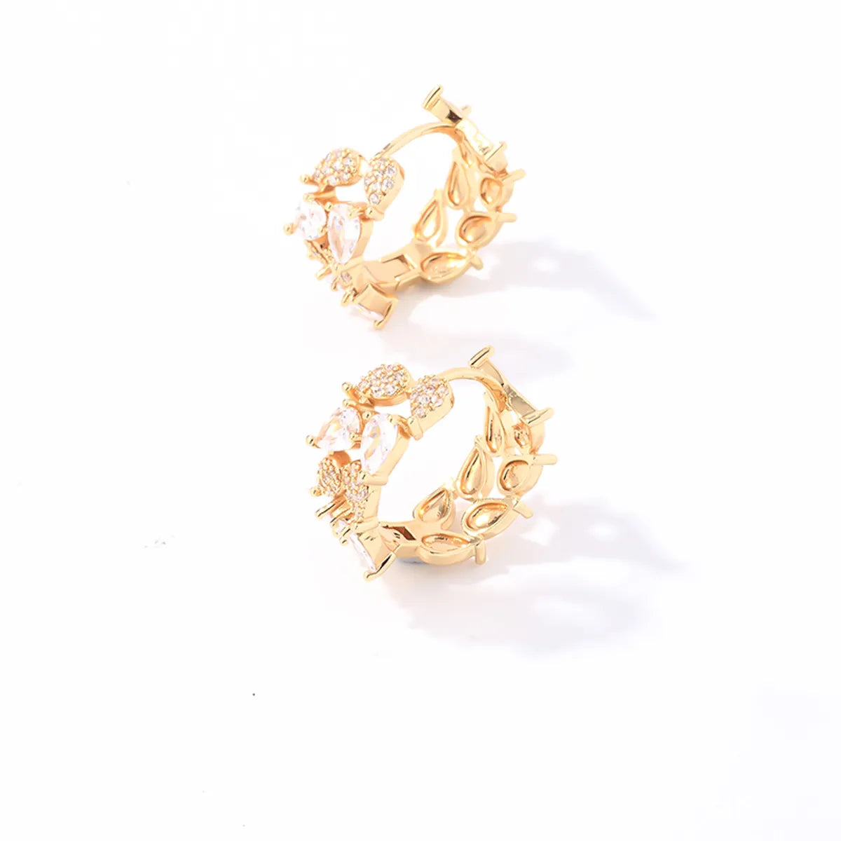 1 Pair Casual Cute Water Droplets Plating Inlay Copper Zircon White Gold Plated Gold Plated Ear Studs