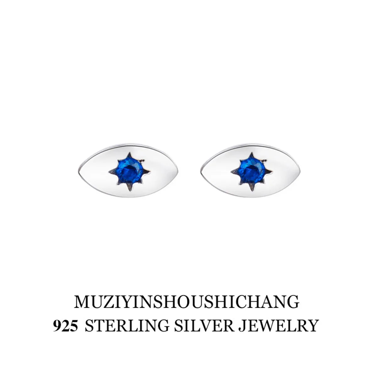 1 Pair Casual Devil's Eye Plating Inlay Sterling Silver Rhinestones Ear Studs