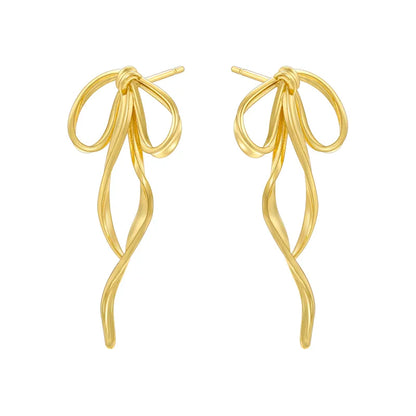 1 Pair Casual Elegant Bow Knot Inlay Copper Zircon 18K Gold Plated Ear Studs