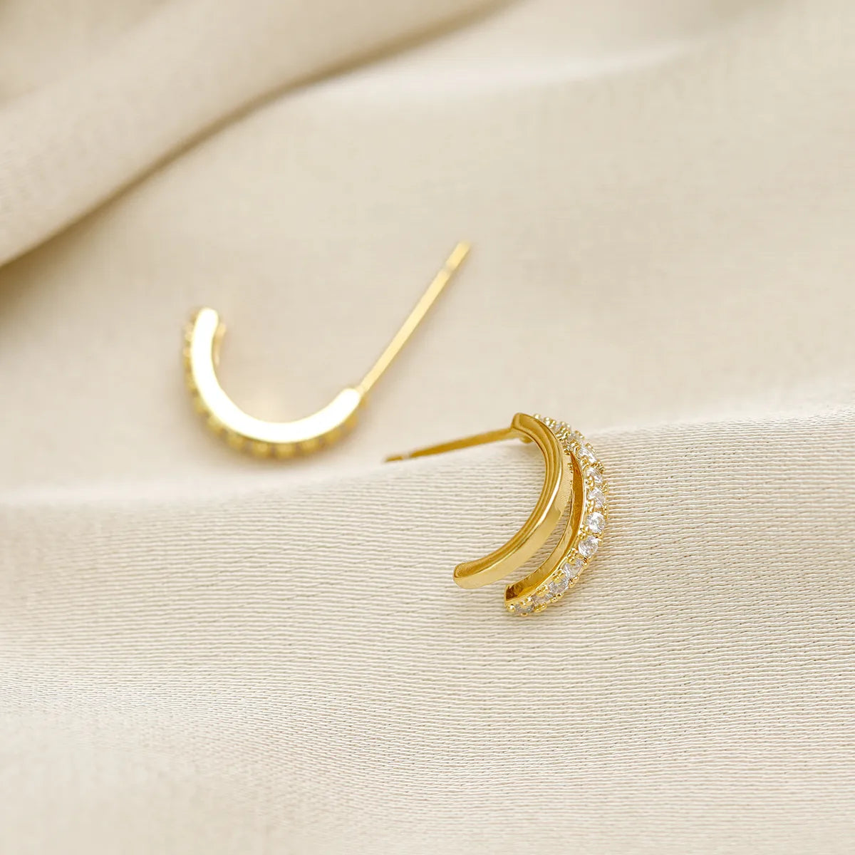 1 Pair Casual Elegant C Shape Plating Copper 18K Gold Plated Ear Studs