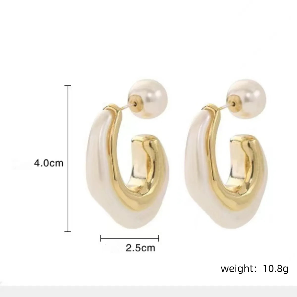 1 Pair Casual Elegant C Shape Plating Inlay Copper Pearl Gold Plated Ear Studs