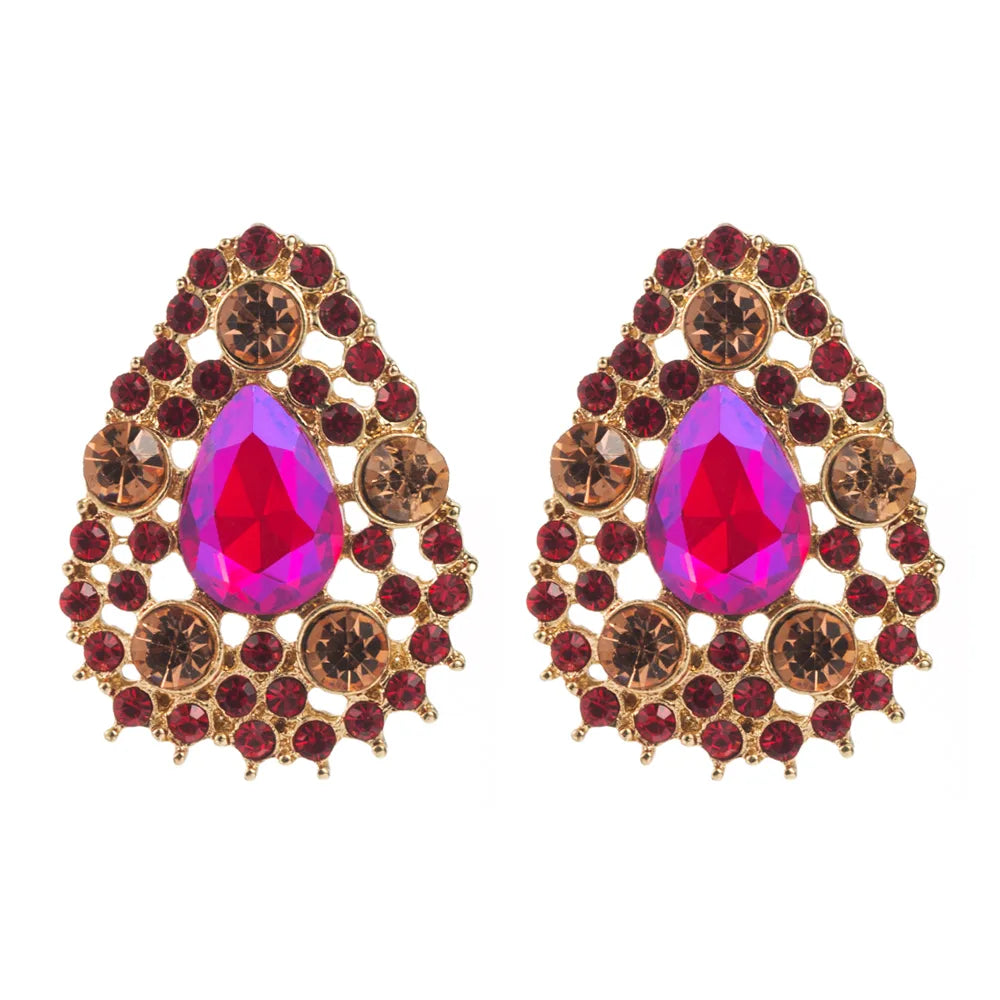 1 Pair Casual Elegant Classic Style Water Droplets Inlay Alloy Rhinestones Gold Plated Ear Studs