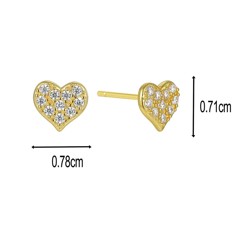 1 Pair Casual Elegant Commute Heart Shape Plating Inlay Sterling Silver Zircon Obsidian 18k Gold Plated Ear Studs