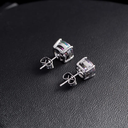 1 Pair Casual Elegant Commute Round Plating Inlay Copper Zircon 14k Gold Plated White Gold Plated Ear Studs