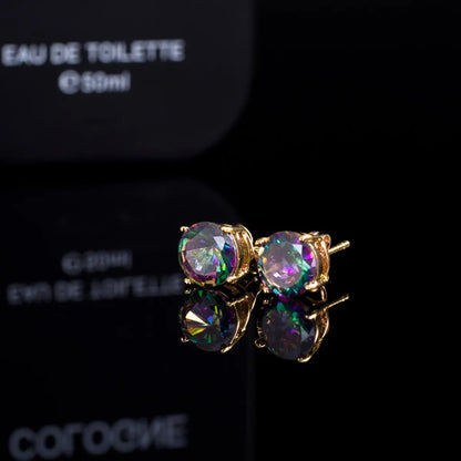 1 Pair Casual Elegant Commute Round Plating Inlay Copper Zircon 14k Gold Plated White Gold Plated Ear Studs