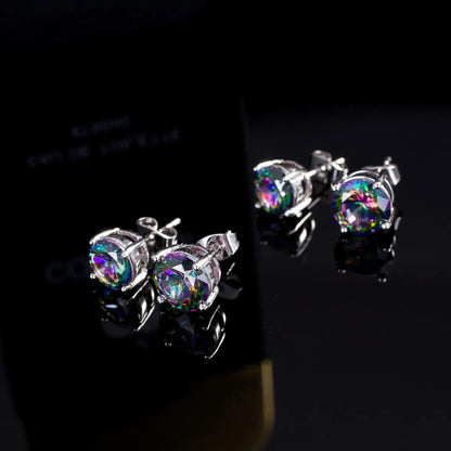 1 Pair Casual Elegant Commute Round Plating Inlay Copper Zircon 14k Gold Plated White Gold Plated Ear Studs