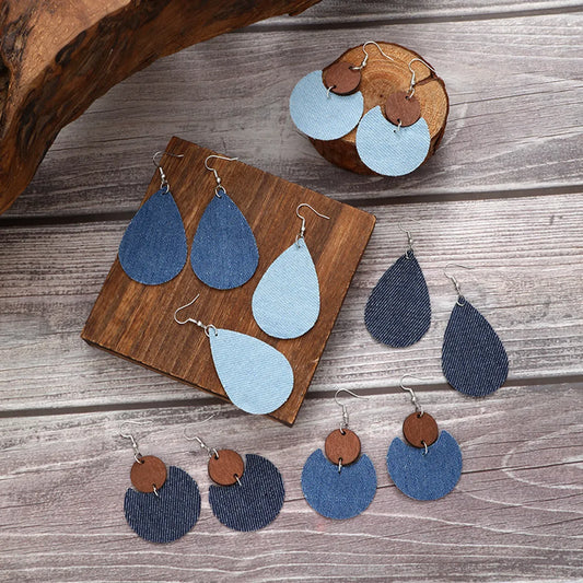 1 Pair Casual Elegant Commute Water Droplets Printing Pu Leather Drop Earrings