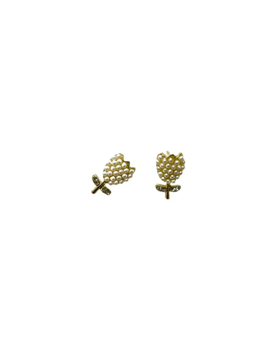 1 Pair Casual Elegant Cute Flower Inlay Alloy Rhinestones Pearl Ear Studs