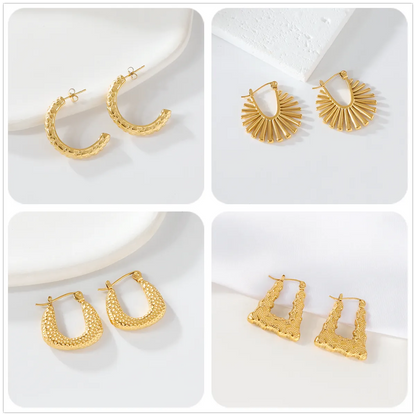 1 Pair Casual Elegant Exaggerated C Shape U Shape Oval Irregular 304 Stainless Steel 18K Gold Plated Earrings