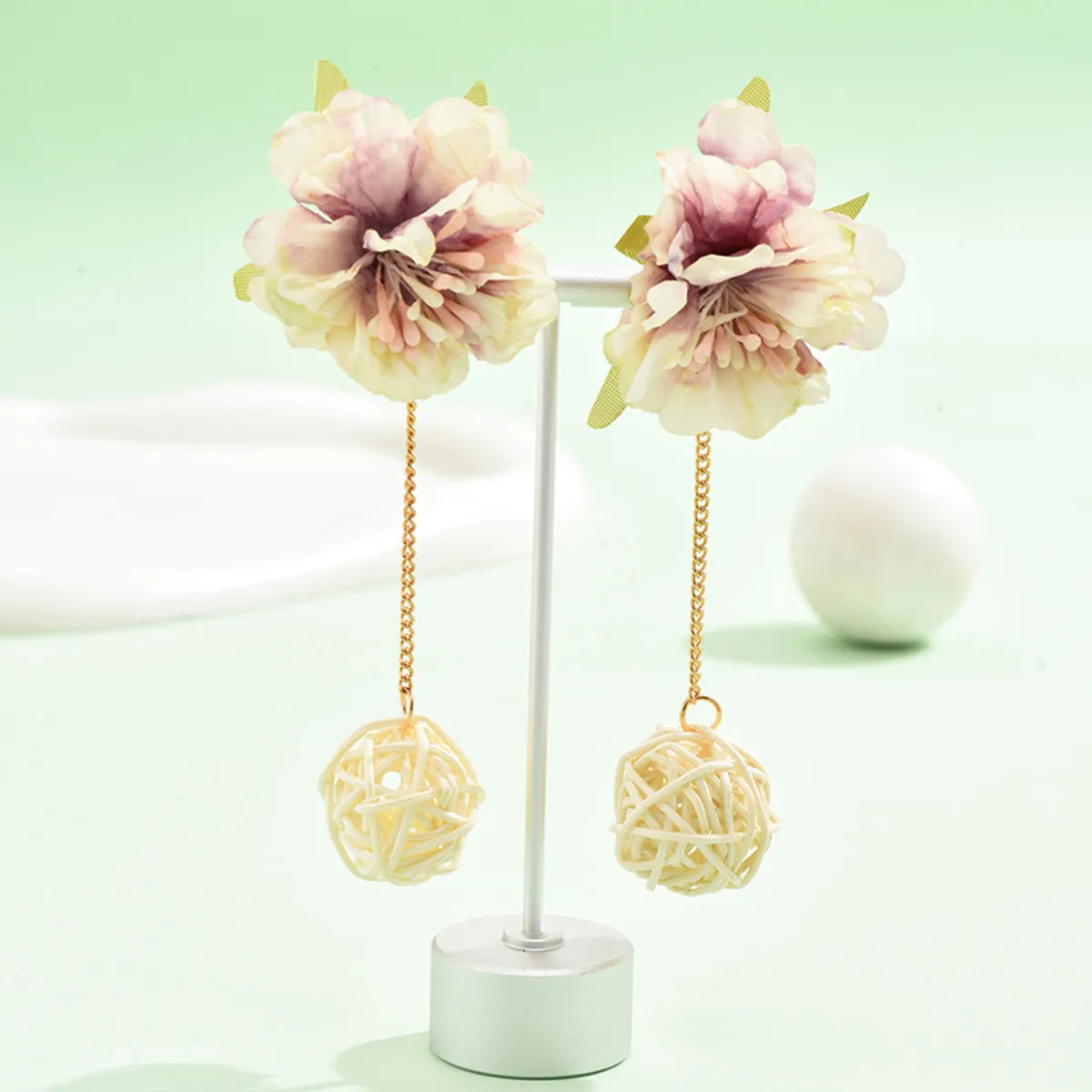 1 Pair Casual Elegant Flower Plating Cloth Drop Earrings