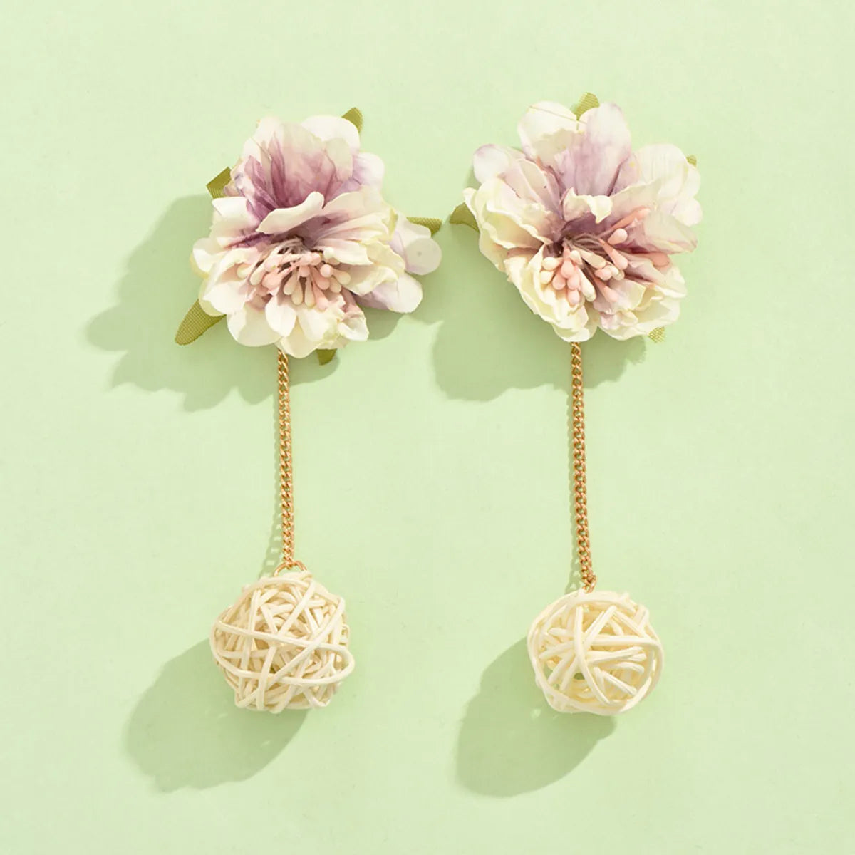 1 Pair Casual Elegant Flower Plating Cloth Drop Earrings