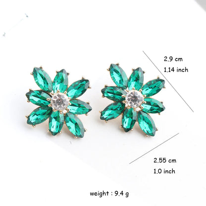 1 Pair Casual Elegant Flower Plating Inlay Alloy Crystal Rhinestones Gold Plated Ear Studs