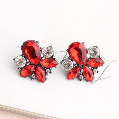 1 Pair Casual Elegant Flower Plating Inlay Alloy Rhinestones Ear Studs