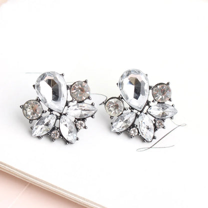 1 Pair Casual Elegant Flower Plating Inlay Alloy Rhinestones Ear Studs