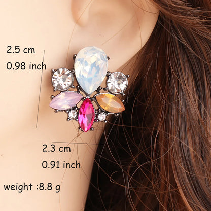 1 Pair Casual Elegant Flower Plating Inlay Alloy Rhinestones Ear Studs