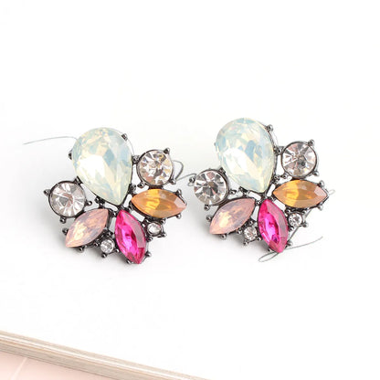 1 Pair Casual Elegant Flower Plating Inlay Alloy Rhinestones Ear Studs