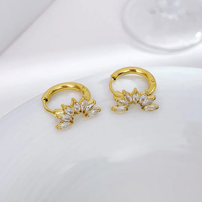 1 Pair Casual Elegant Flower Plating Inlay Stainless Steel Zircon Earrings