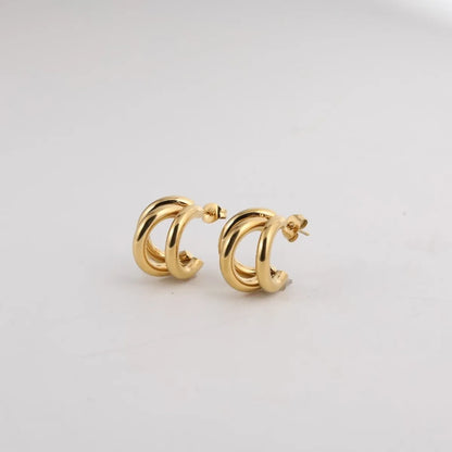 1 Pair Casual Elegant Geometric 304 Stainless Steel 18K Gold Plated Hoop Earrings