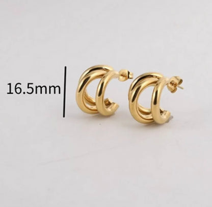 1 Pair Casual Elegant Geometric 304 Stainless Steel 18K Gold Plated Hoop Earrings