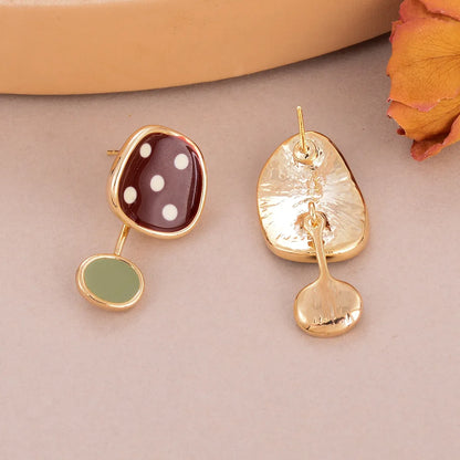 1 Pair Casual Elegant Geometric Enamel Alloy 18K Gold Plated Ear Studs