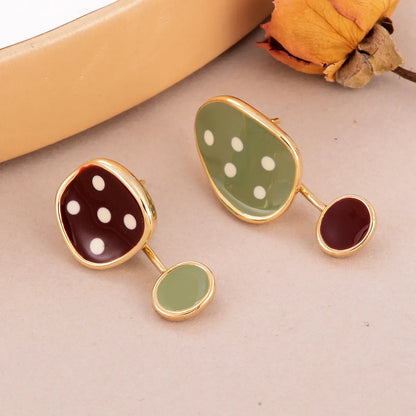 1 Pair Casual Elegant Geometric Enamel Alloy 18K Gold Plated Ear Studs